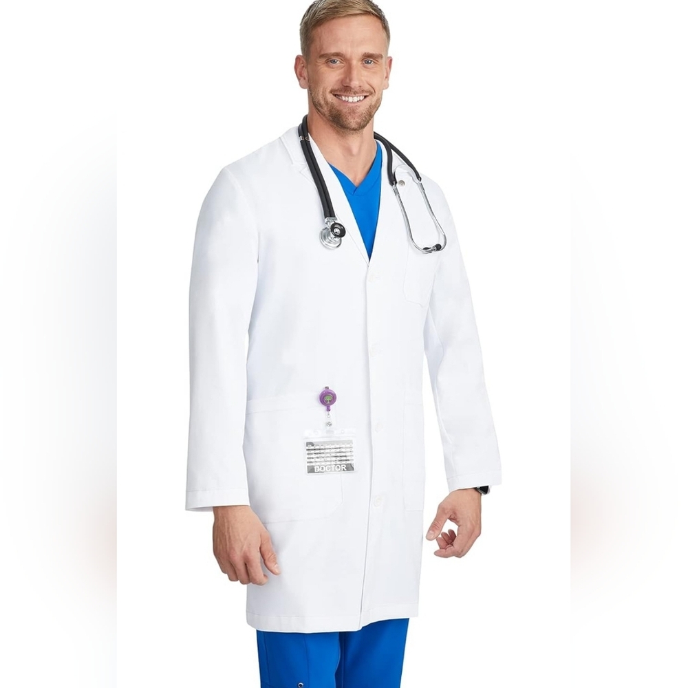 Healing Hands Large Lab Coat for Men's Luke Labcoat With 5 Pockets & 2-way Stret